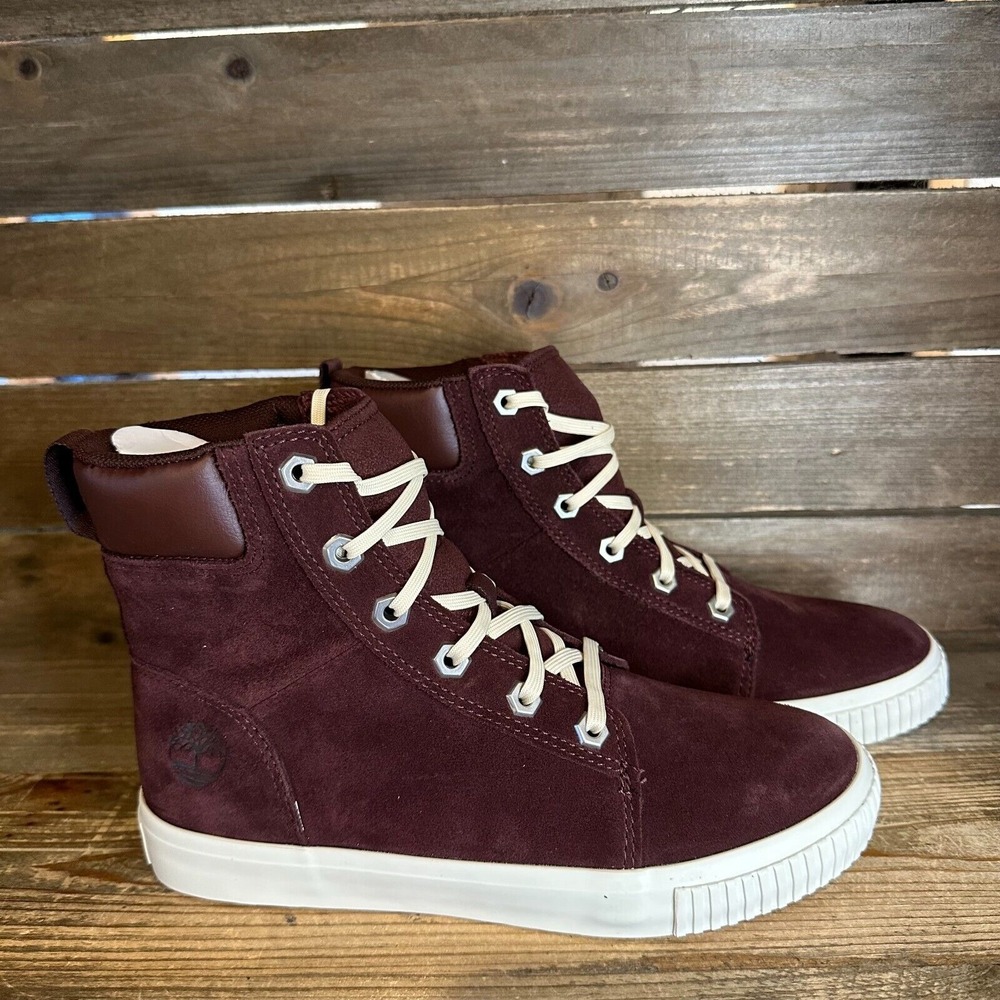 New NIB Womens Timberland Skyla Bay 6 In Burgundy Suede Ankle Boots Size 5.5 M